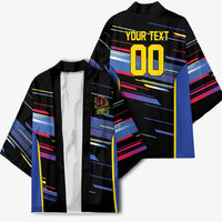 Caribbean Cricket Custom Antigua and Barbuda Kimono Abstract Geometric Pattern