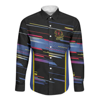 Caribbean Cricket Custom Antigua and Barbuda Long Sleeve Button Shirt Abstract Geometric Pattern