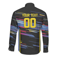 Caribbean Cricket Custom Antigua and Barbuda Long Sleeve Button Shirt Abstract Geometric Pattern