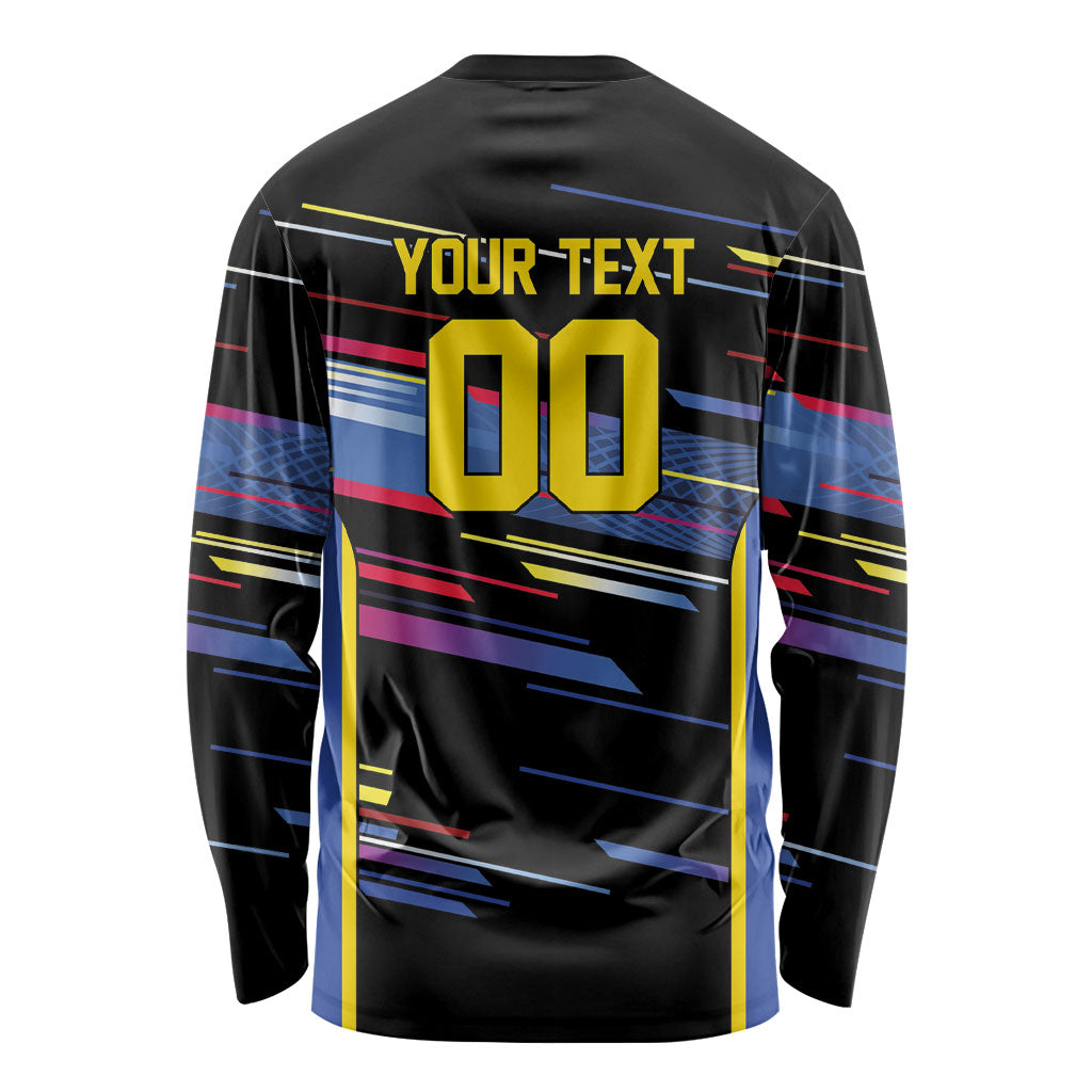 Caribbean Cricket Custom Antigua and Barbuda Long Sleeve Shirt Abstract Geometric Pattern