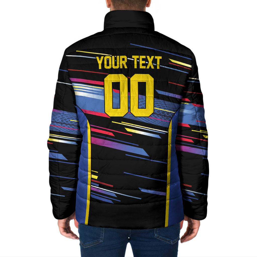 Caribbean Cricket Custom Antigua and Barbuda Padded Jacket Abstract Geometric Pattern