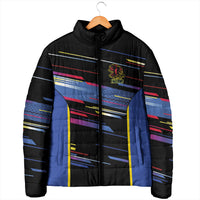 Caribbean Cricket Custom Antigua and Barbuda Padded Jacket Abstract Geometric Pattern