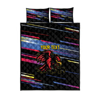 Caribbean Cricket Custom Antigua and Barbuda Quilt Bed Set Abstract Geometric Pattern
