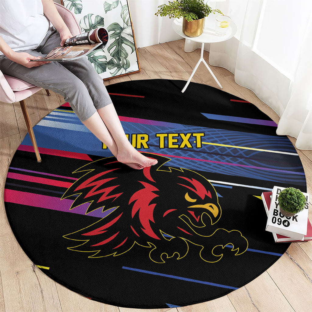 Caribbean Cricket Custom Antigua and Barbuda Round Carpet Abstract Geometric Pattern