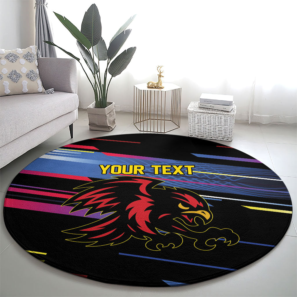 Caribbean Cricket Custom Antigua and Barbuda Round Carpet Abstract Geometric Pattern
