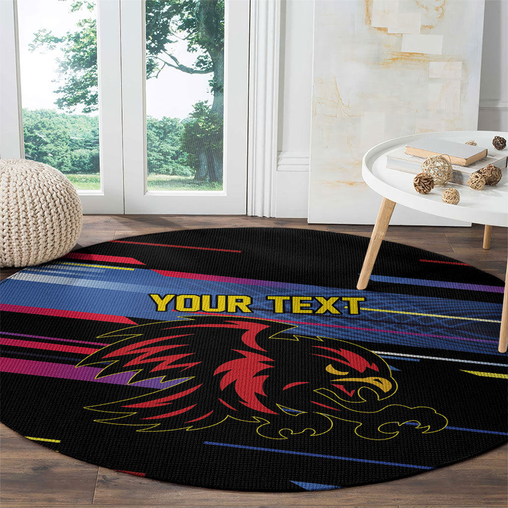 Caribbean Cricket Custom Antigua and Barbuda Round Carpet Abstract Geometric Pattern