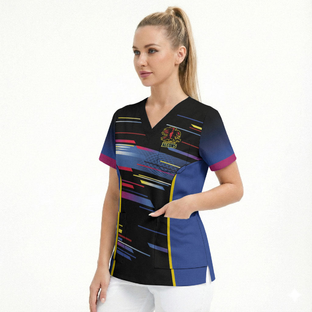 Caribbean Cricket Custom Antigua and Barbuda Scrub Top Abstract Geometric Pattern