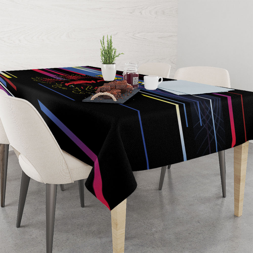 Caribbean Cricket Custom Antigua and Barbuda Tablecloth Abstract Geometric Pattern