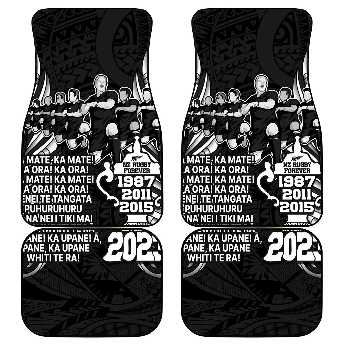 New Zealand Rugby Car Mats Black Haka Dance With NZ Champions History LT9 - Wonder Print Shop