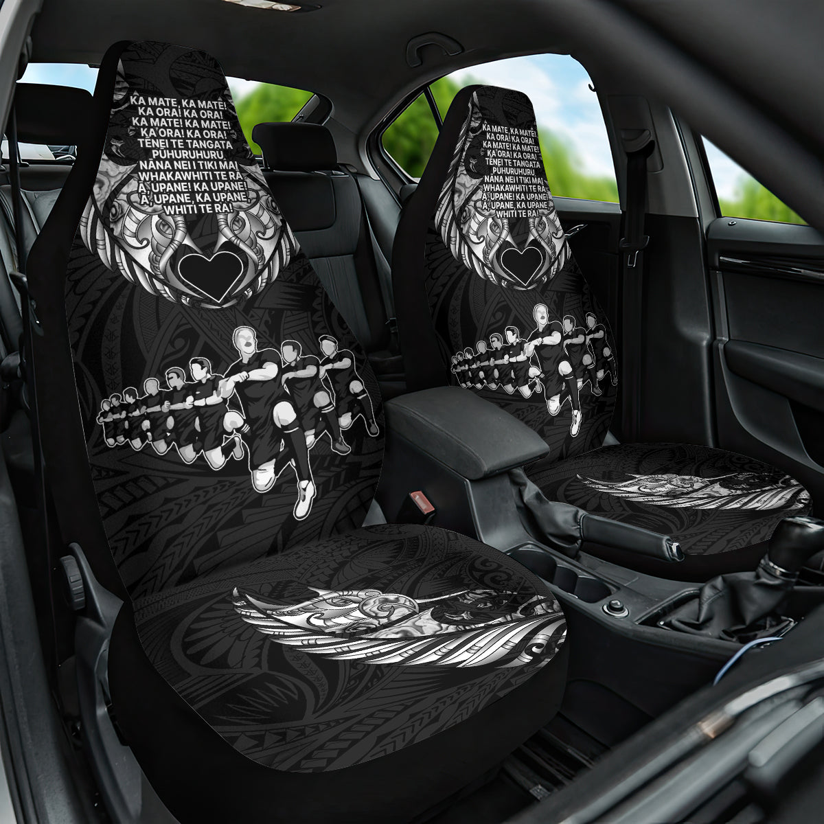 New Zealand Rugby Car Seat Cover Black Haka Dance With NZ Champions History LT9 - Wonder Print Shop