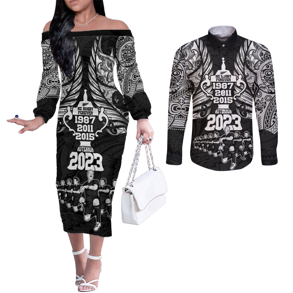 new-zealand-rugby-couples-matching-off-the-shoulder-long-sleeve-dress-and-long-sleeve-button-shirt-black-haka-dance-with-nz-champions-history