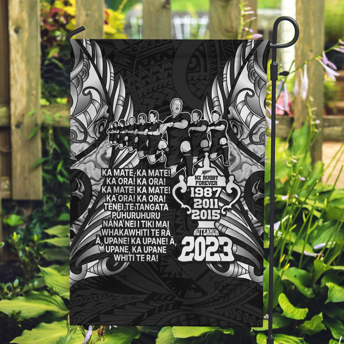 New Zealand Rugby Garden Flag Black Haka Dance With NZ Champions History - Wonder Print Shop