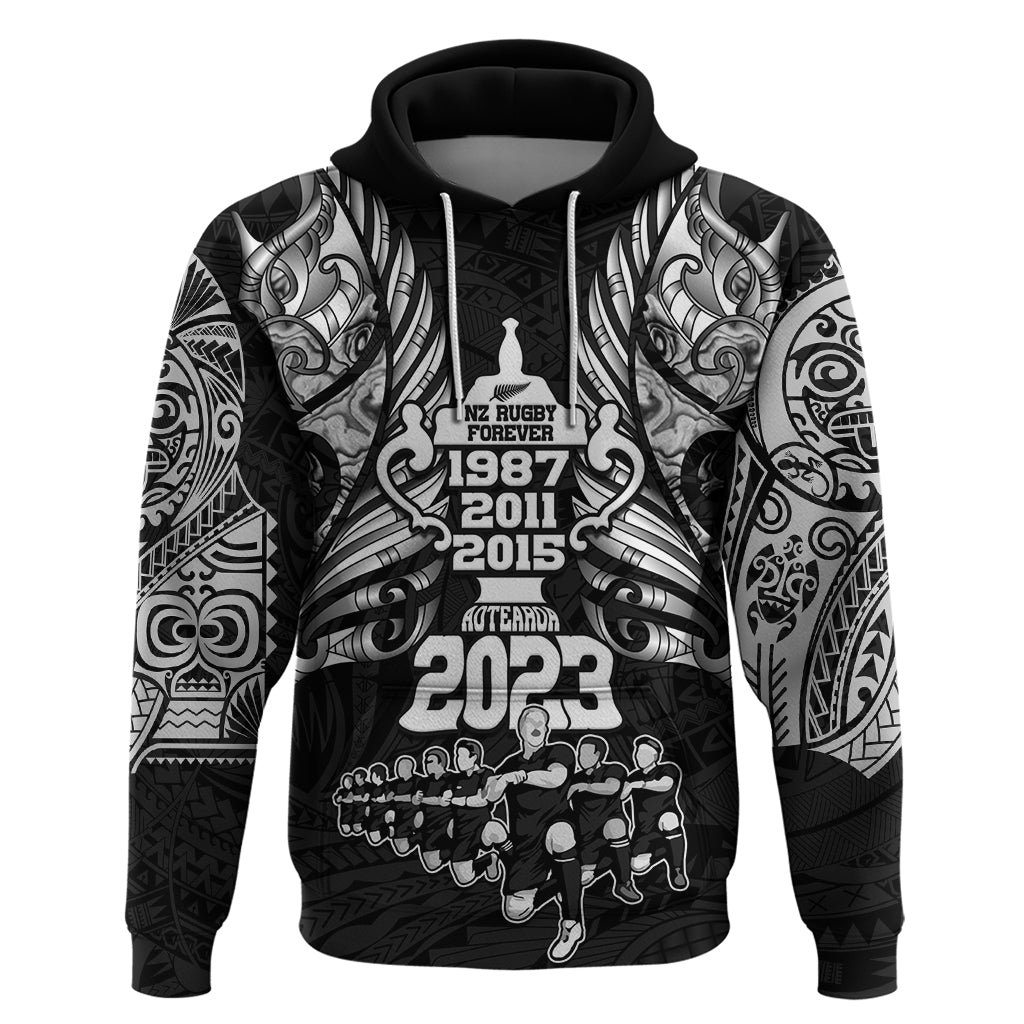 New Zealand Rugby Hoodie Black Haka Dance With NZ Champions History - Wonder Print Shop