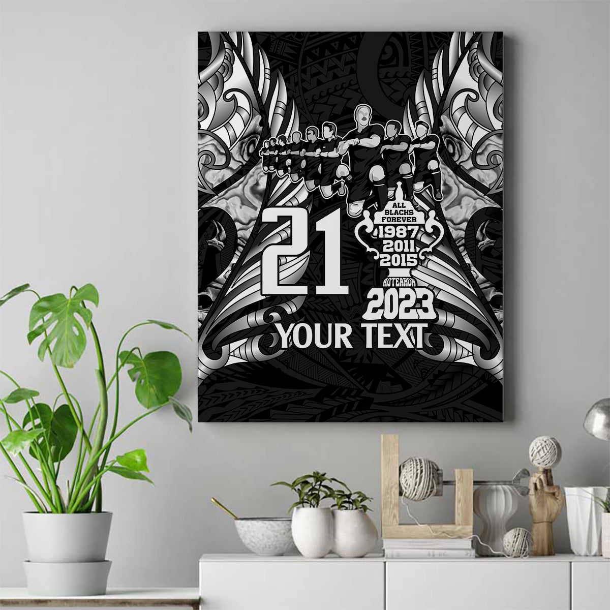 Custom New Zealand Rugby Canvas Wall Art Black Haka Dance With NZ Champions History LT9 - Wonder Print Shop