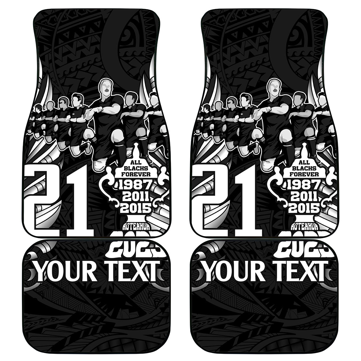 Custom New Zealand Rugby Car Mats Black Haka Dance With NZ Champions History LT9 - Wonder Print Shop