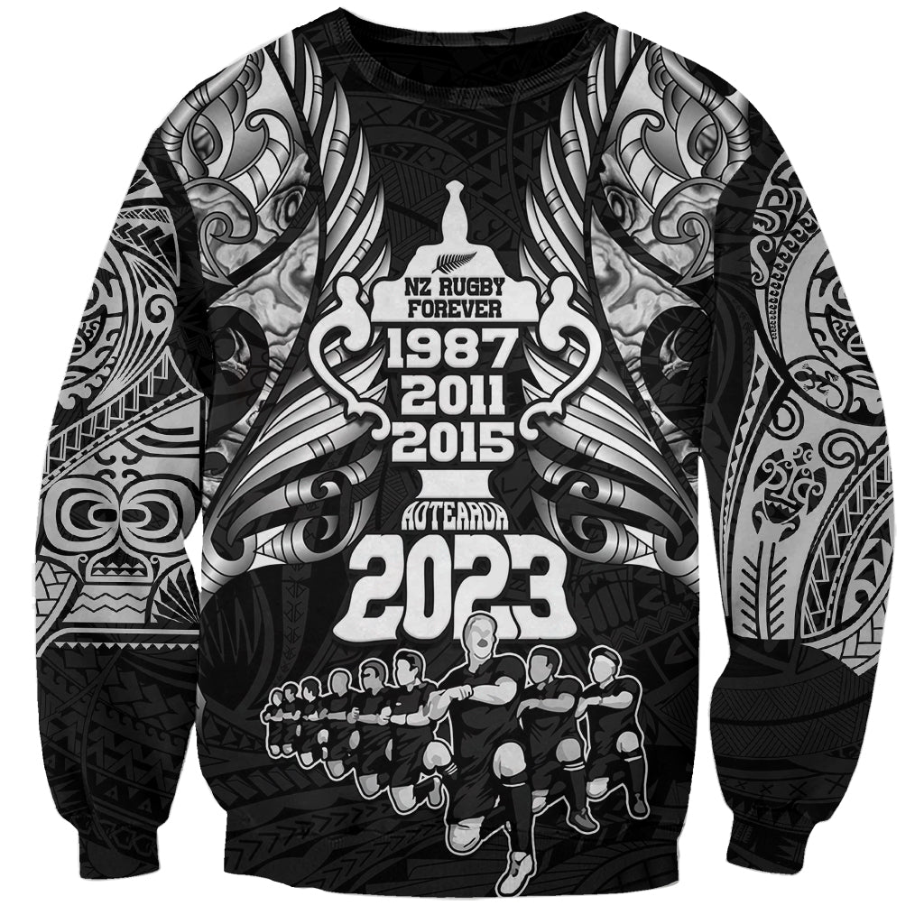 custom-new-zealand-rugby-sweatshirt-black-haka-dance-with-nz-champions-history