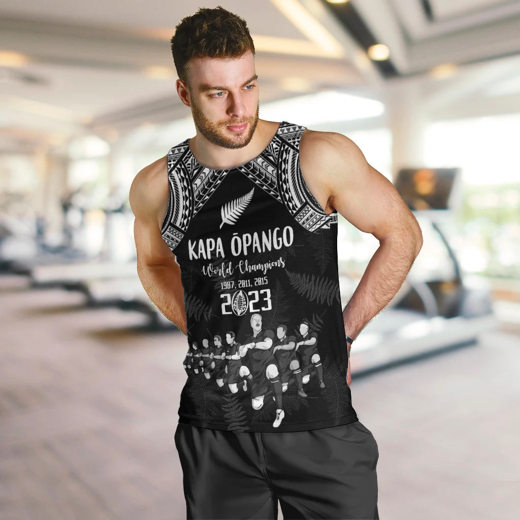 NZ Rugby Men Tank Top Kapa Opango Maori Haka With Years of The All Black Champions - Wonder Print Shop