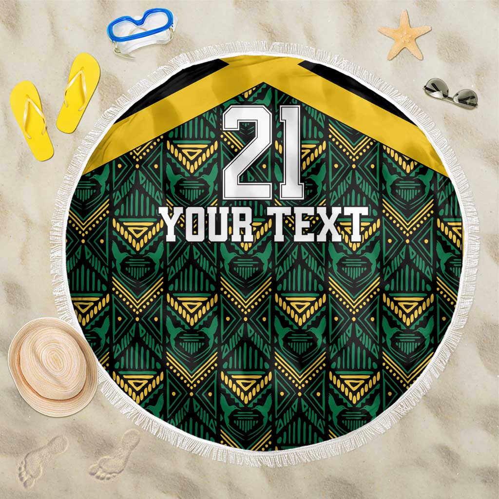 Jamaica Football Custom Beach Blanket Black Ethnic Motifs LT9 - Wonder Print Shop