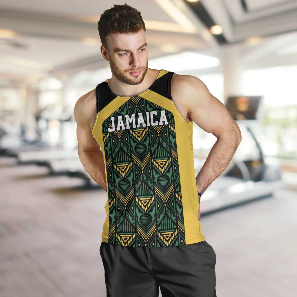 Jamaica Football Custom Men Tank Top Black Ethnic Motifs