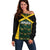 Jamaica Football Custom Off Shoulder Sweater Black Ethnic Motifs