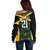 Jamaica Football Custom Off Shoulder Sweater Black Ethnic Motifs