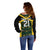 Jamaica Football Custom Off Shoulder Sweater Black Ethnic Motifs