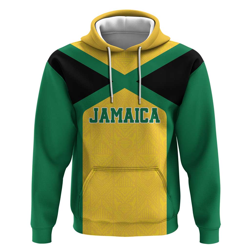 Jamaica Football Custom Hoodie Gold Ethnic Motifs - Wonder Print Shop