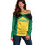 Jamaica Football Custom Off Shoulder Sweater Gold Ethnic Motifs