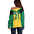 Jamaica Football Custom Off Shoulder Sweater Gold Ethnic Motifs