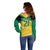 Jamaica Football Custom Off Shoulder Sweater Gold Ethnic Motifs