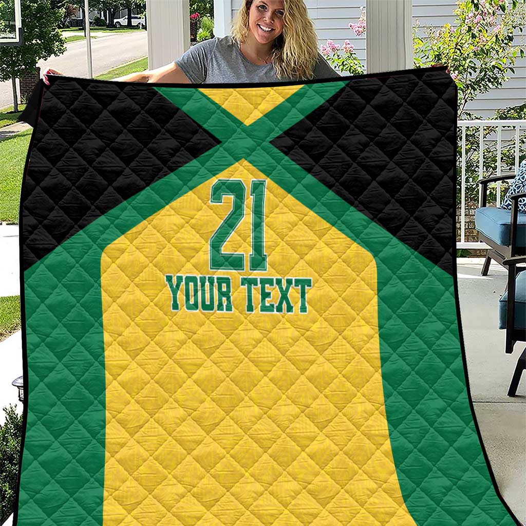 Jamaica Football Custom Quilt Gold Ethnic Motifs - Wonder Print Shop