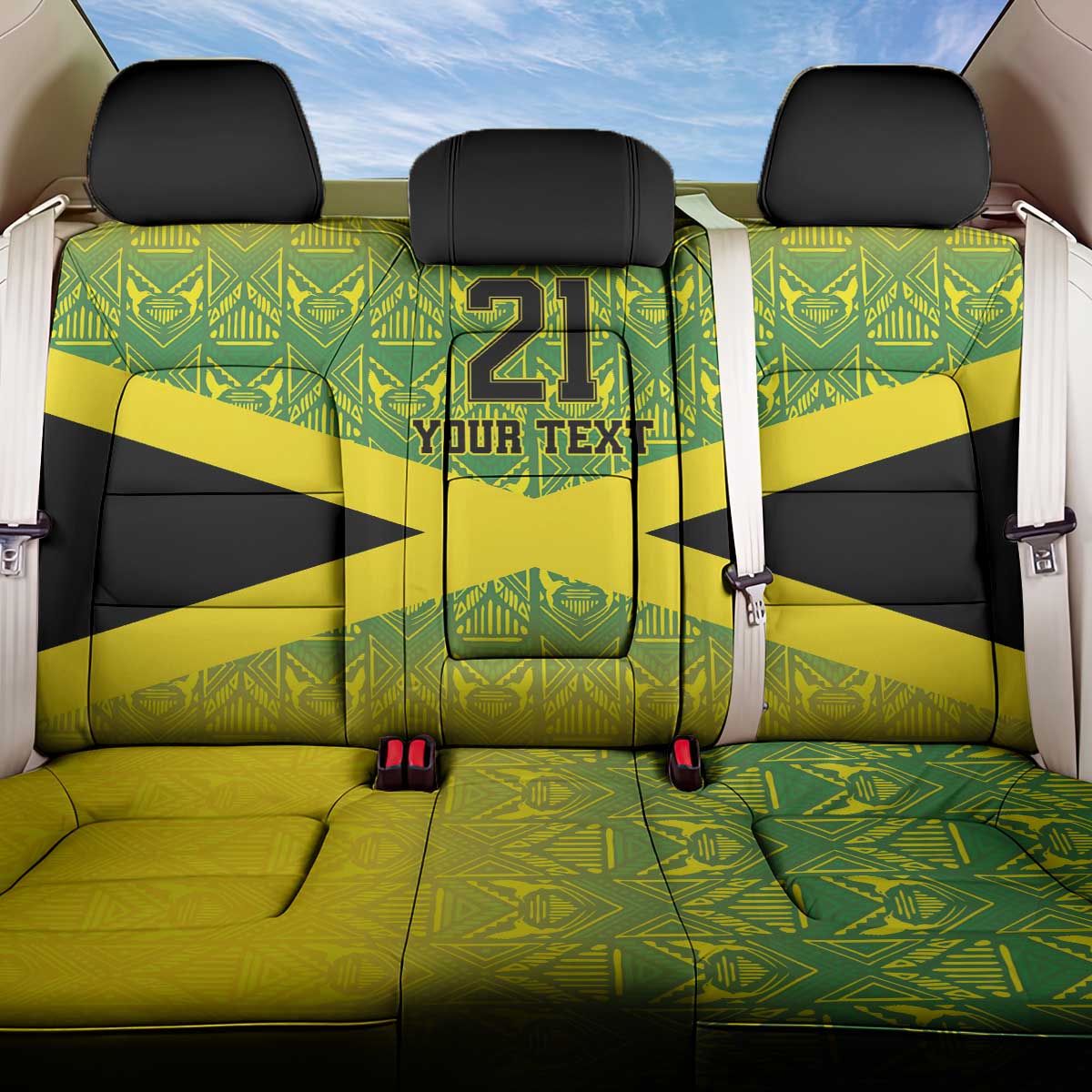 Custom Jamaica Reggae Boyz Back Car Seat Cover With Traditional Pattern