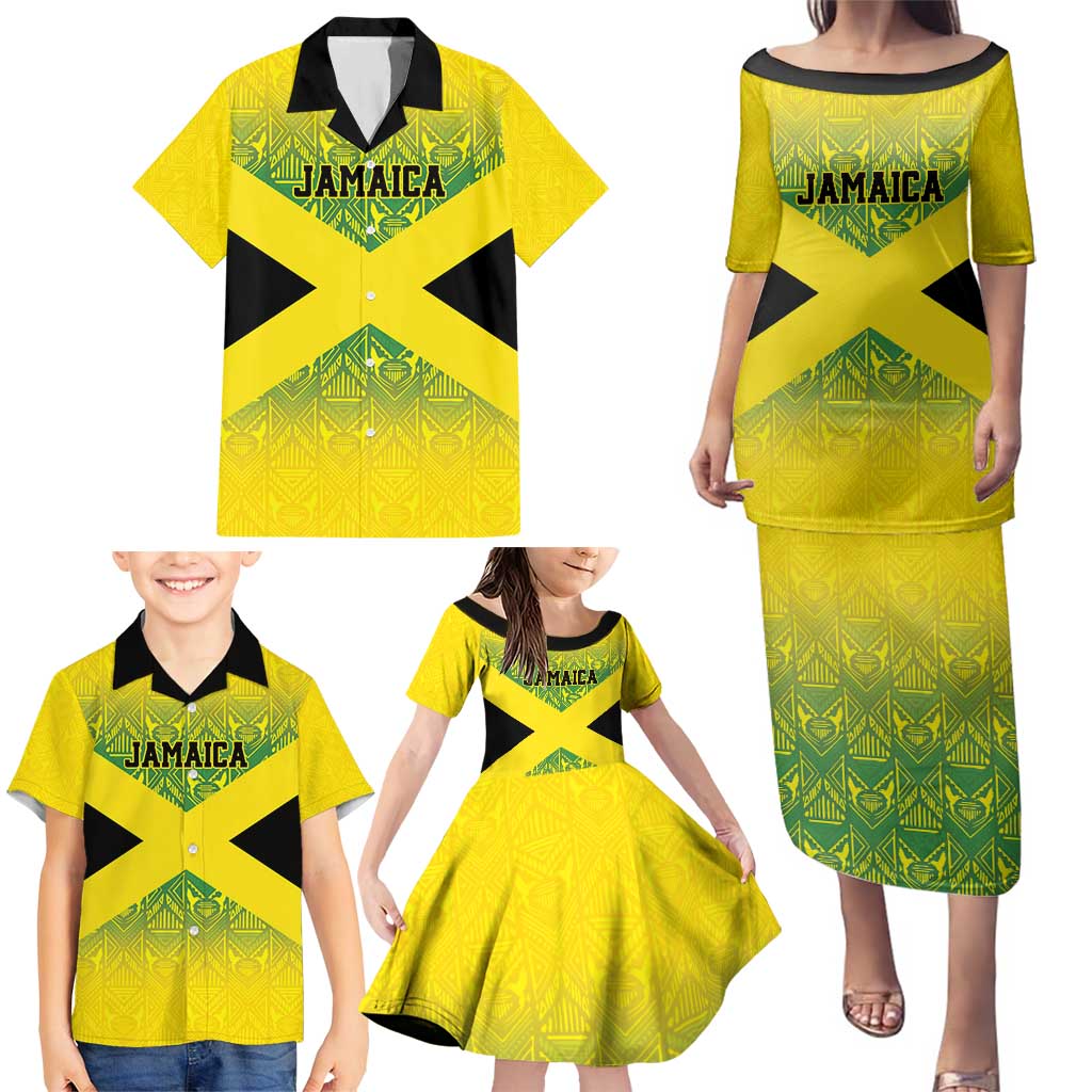 Custom Jamaica Reggae Boyz Family Matching Puletasi and Hawaiian Shirt With Traditional Pattern