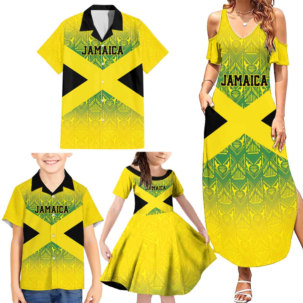 Custom Jamaica Reggae Boyz Family Matching Summer Maxi Dress and Hawaiian Shirt With Traditional Pattern