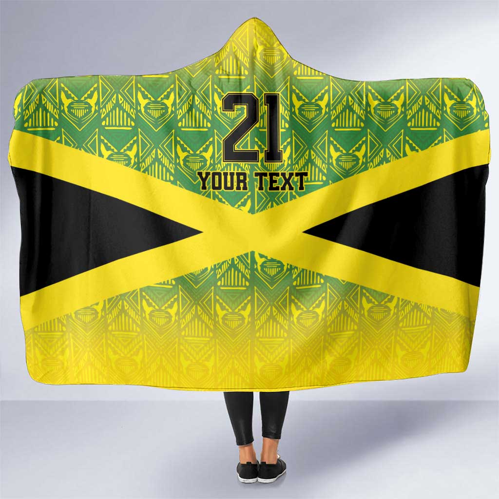 Custom Jamaica Reggae Boyz Hooded Blanket With Traditional Pattern