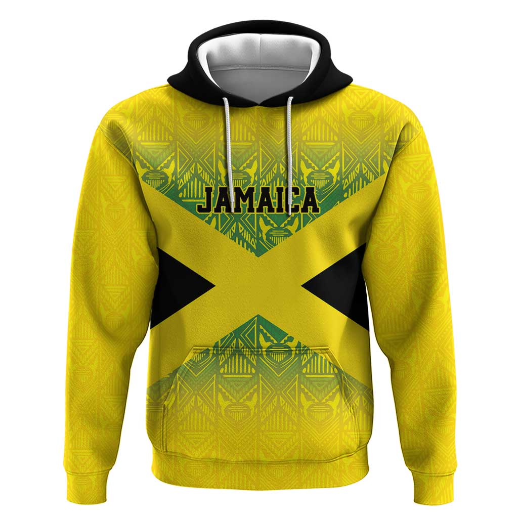 Custom Jamaica Reggae Boyz Hoodie With Traditional Pattern - Wonder Print Shop