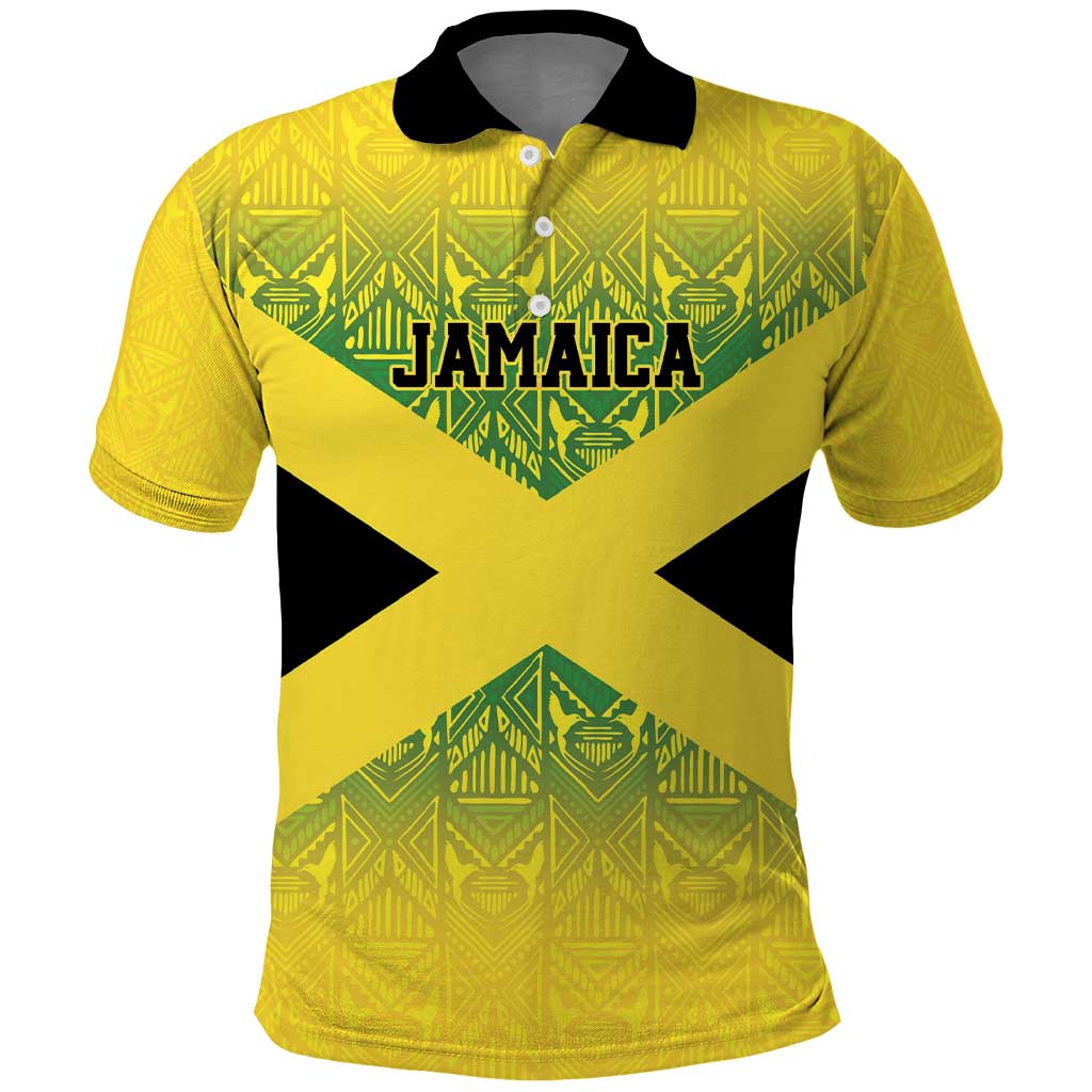 Custom Jamaica Reggae Boyz Polo Shirt With Traditional Pattern