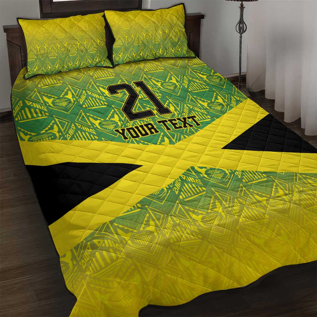 Custom Jamaica Reggae Boyz Quilt Bed Set With Traditional Pattern - Wonder Print Shop