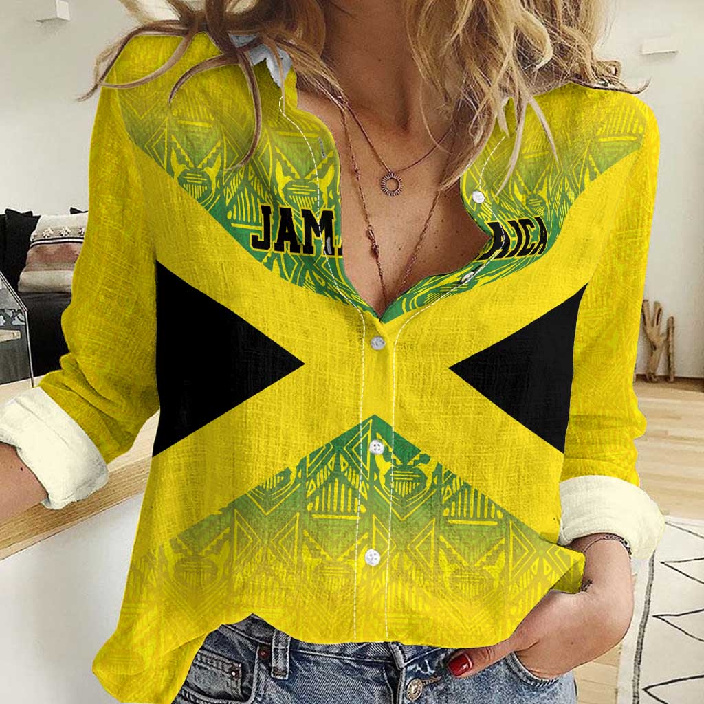 Custom Jamaica Reggae Boyz Women Casual Shirt With Traditional Pattern