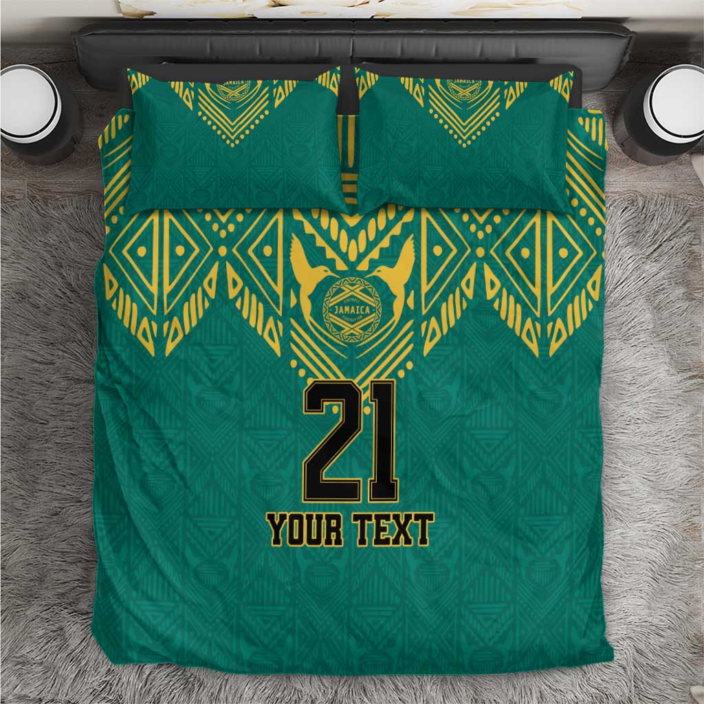 Green football bedding set with 21 graphic and two matching pillowcases