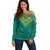 Jamaica Tribal Custom Football Off Shoulder Sweater Green Style