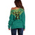 Jamaica Tribal Custom Football Off Shoulder Sweater Green Style