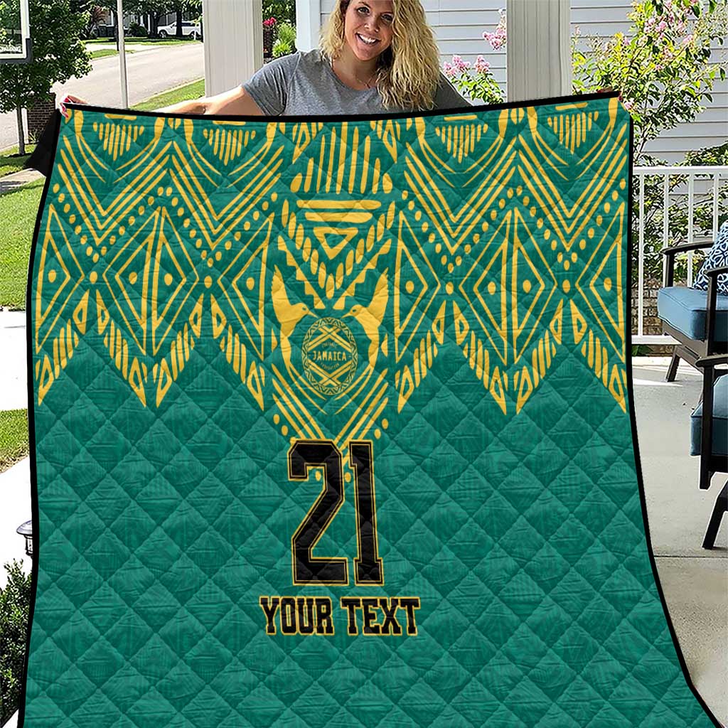 Jamaica Tribal Custom Football Quilt Green Style - Wonder Print Shop