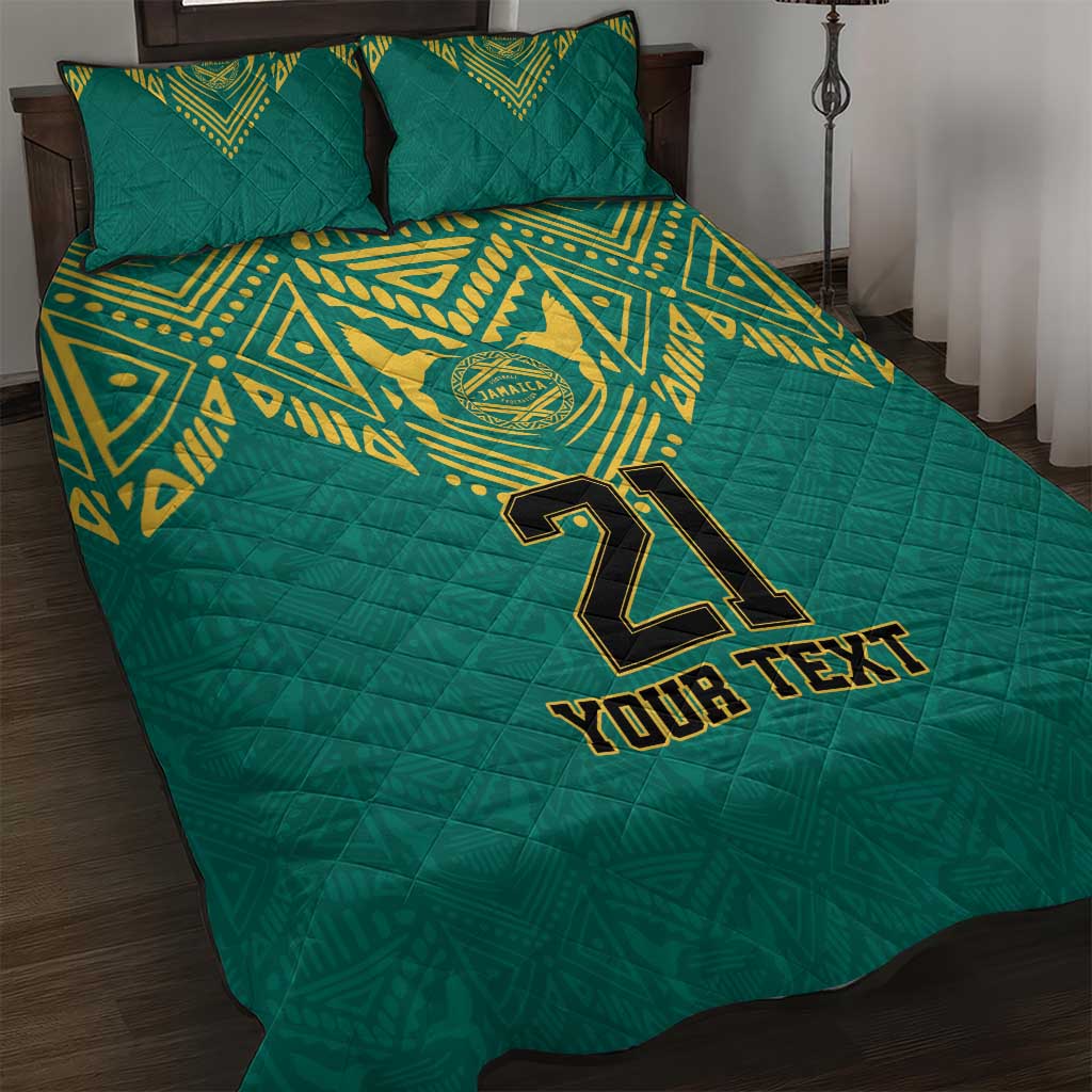 Jamaica Tribal Custom Football Quilt Bed Set Green Style - Wonder Print Shop