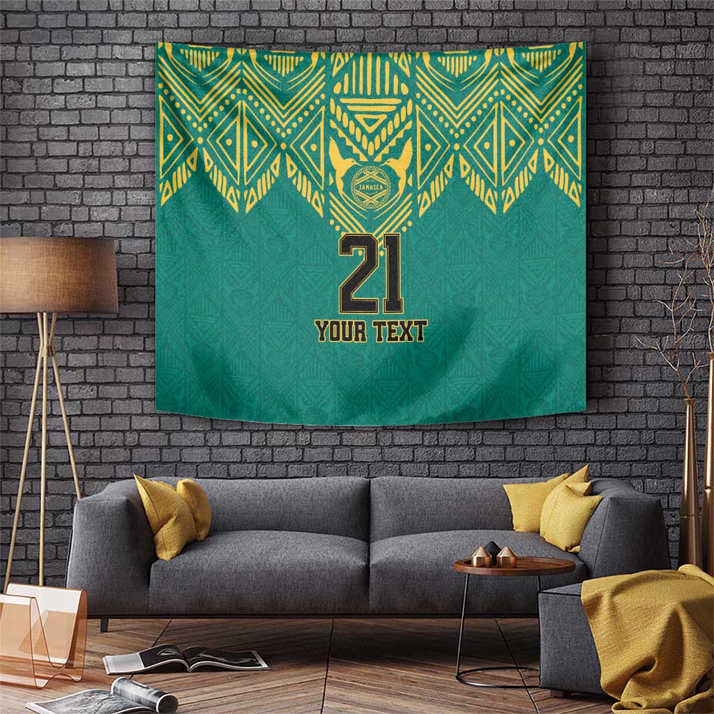 Jamaica Tribal Custom Football Tapestry Green Style