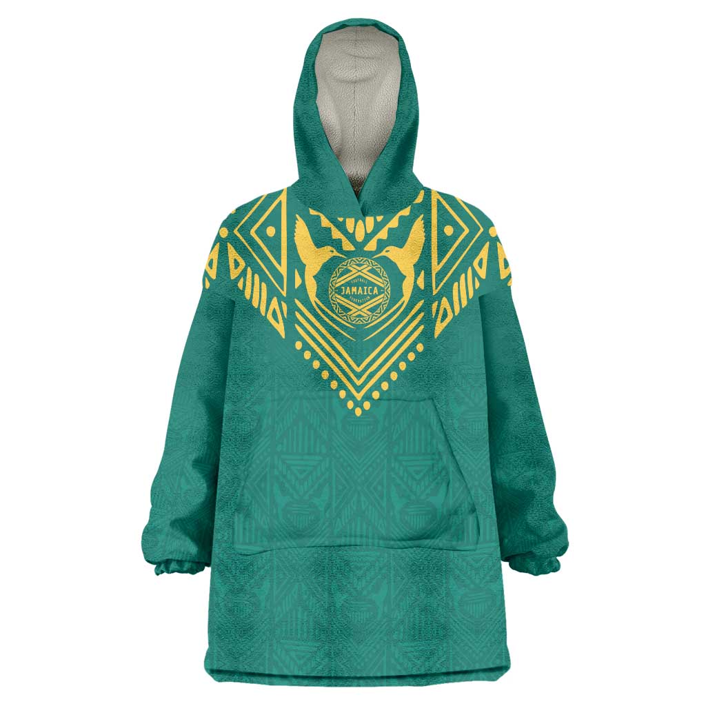 Jamaica Tribal Custom Football Wearable Blanket Hoodie Green Style