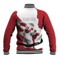 Hands Off Greenland Personalized Baseball Jacket Poland Bear with Flag