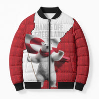 Hands Off Greenland Personalized Bomber Puffer Jacket Poland Bear with Flag