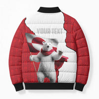 Hands Off Greenland Personalized Bomber Puffer Jacket Poland Bear with Flag