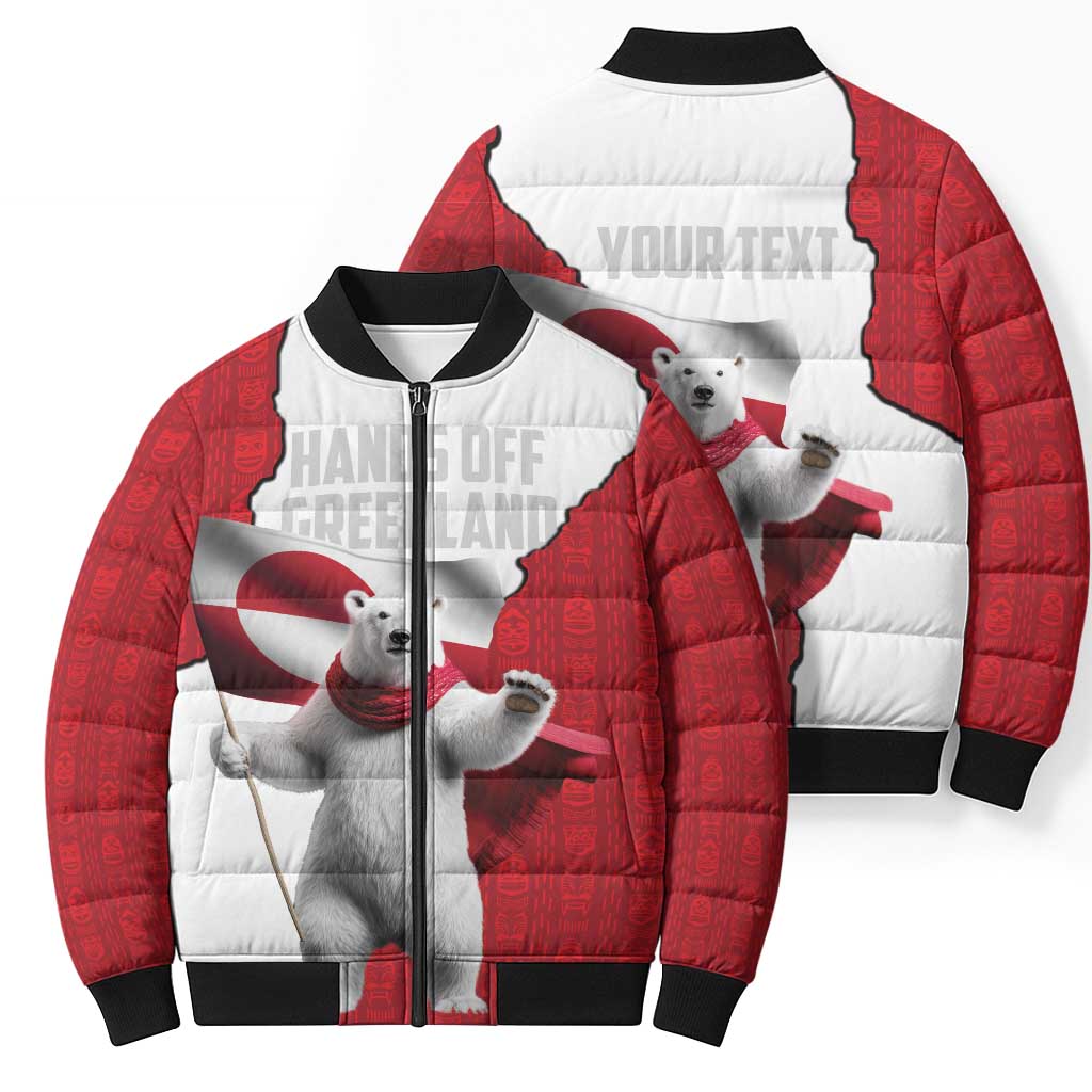 Hands Off Greenland Personalized Bomber Puffer Jacket Poland Bear with Flag